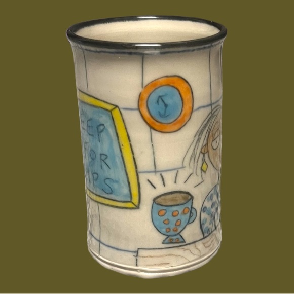 Tom Edwards Pottery  Sleep Is For Wimps Woman Coffee Tea Mug Caffeine Cup (Chip) - Picture 4 of 12